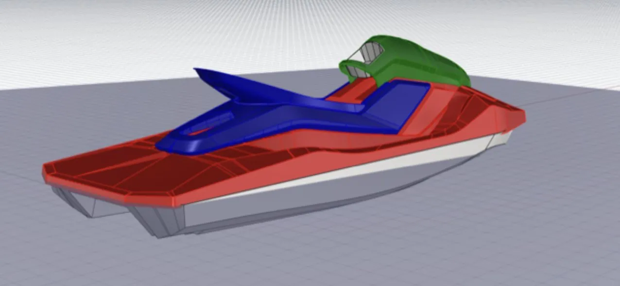 Modèle 3D de la coque à flot : Jet-ski + 2 passagers